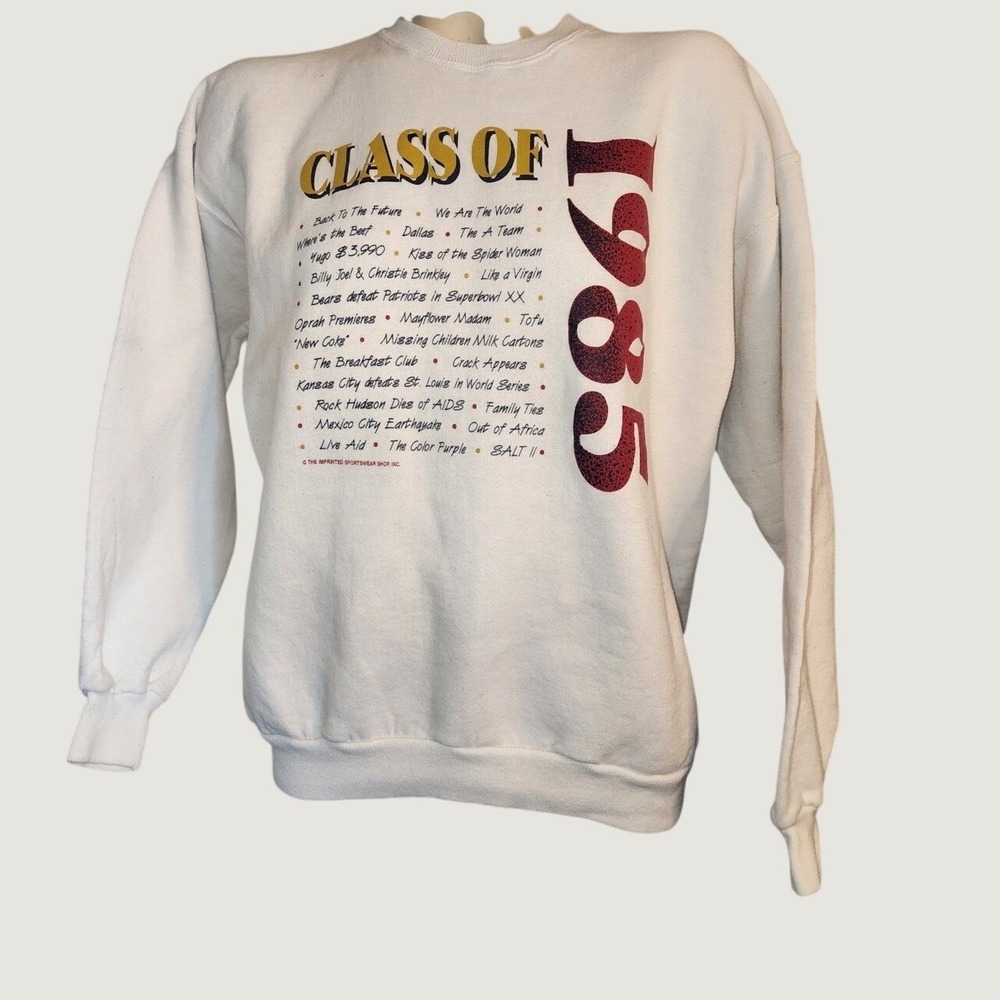 Vintage Hanes Activewear Class of 1985 Graphic Sweatshirt White Adult L 80s Retr